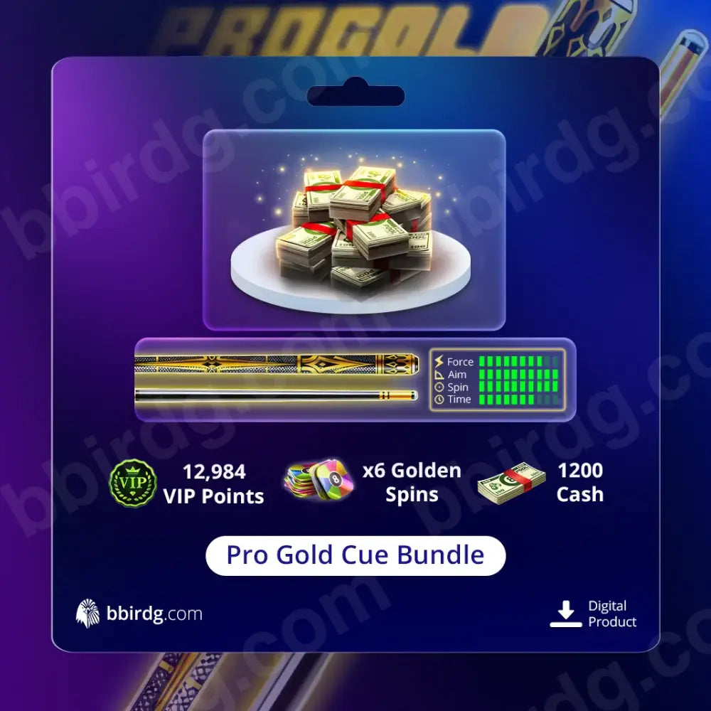 1200 Cash with Pro Gold Cue Bundle | 8 Ball Pool 8BP Deals