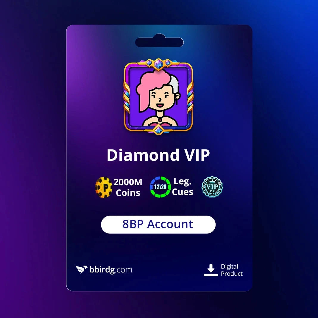 2 Monedas de billón & 12 Cues legendarias ← Diamond VIP 8 Cuenta de piscina