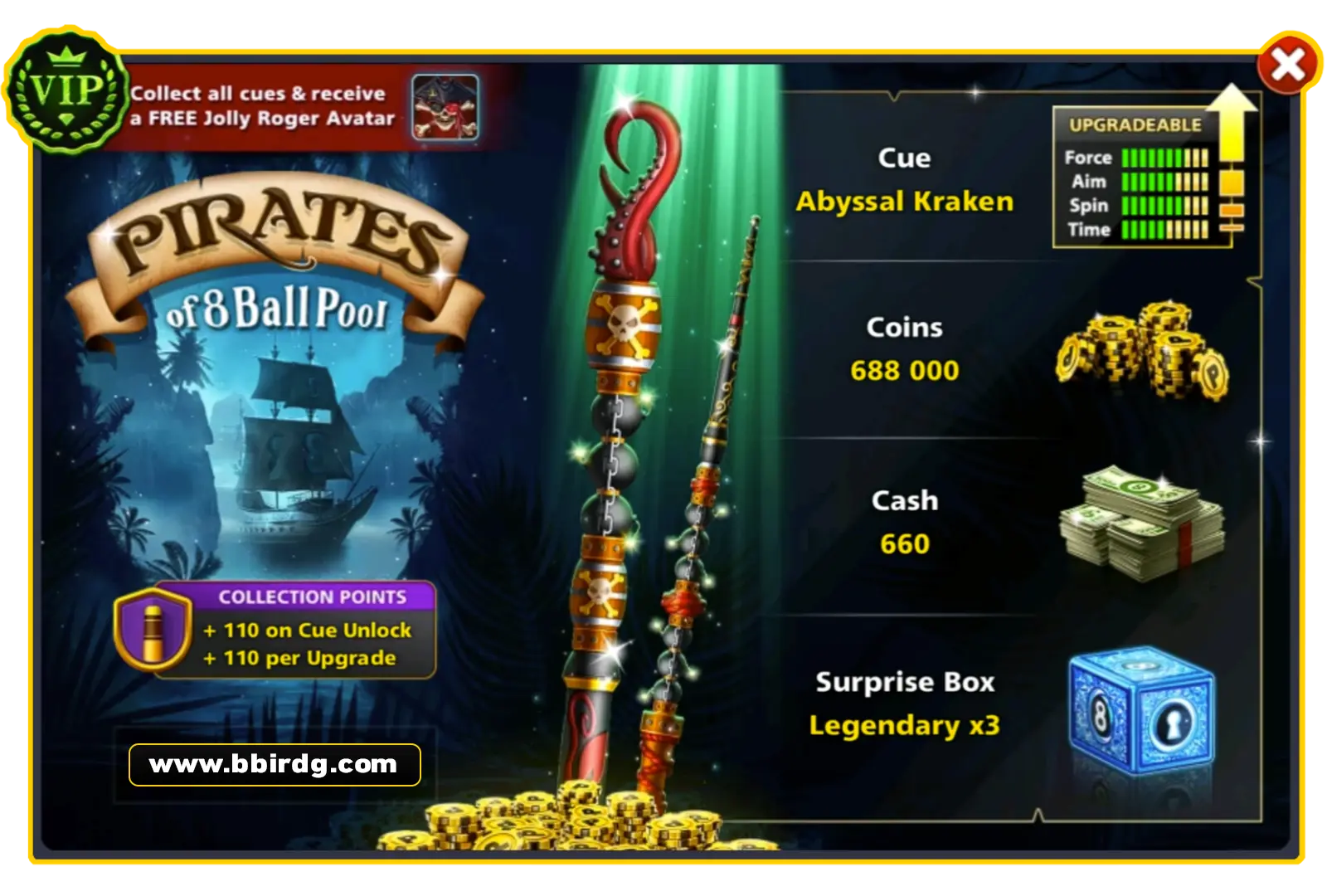 Abyssal Kraken Cue - Pirates of 8 Ball Pool | 8 Ball Pool - BlackBird Store