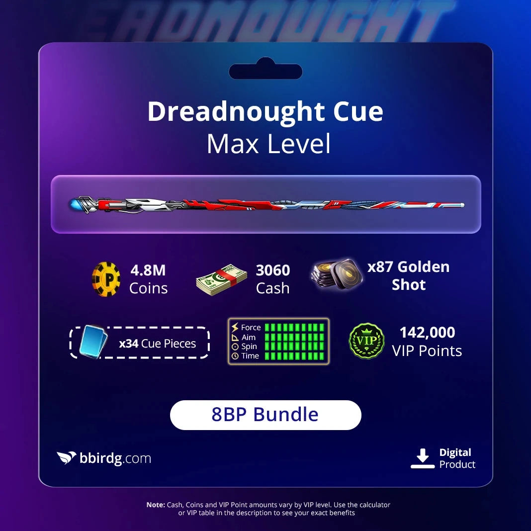 Dreadnought Cue Max Level Bundle | 8 Ball Pool