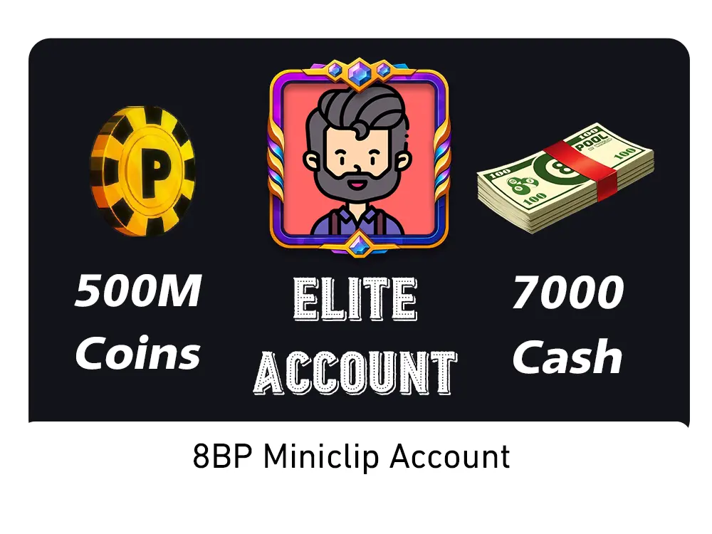 500 Million Coins, 7000 Cash | Elite Miniclip Account | 8 Ball Pool - BlackBird Store
