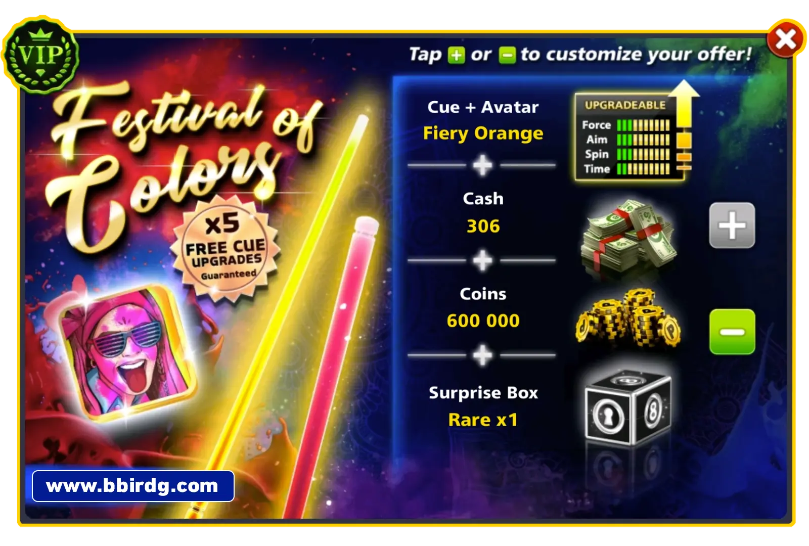 Fiery Orange Cue - Festival Of Colors | 8 Ball Pool - BlackBird Store