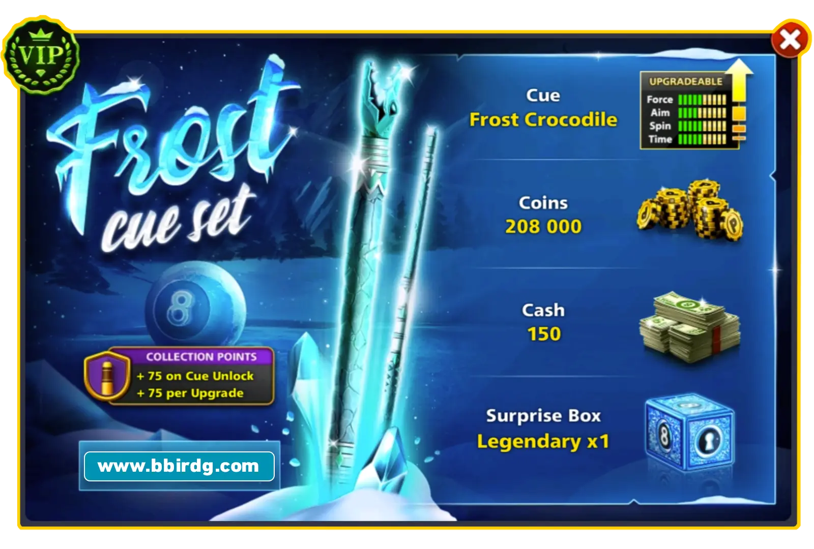 Frost Crocodile Cue - Frost Cue Set | 8 Ball Pool - BlackBird Store