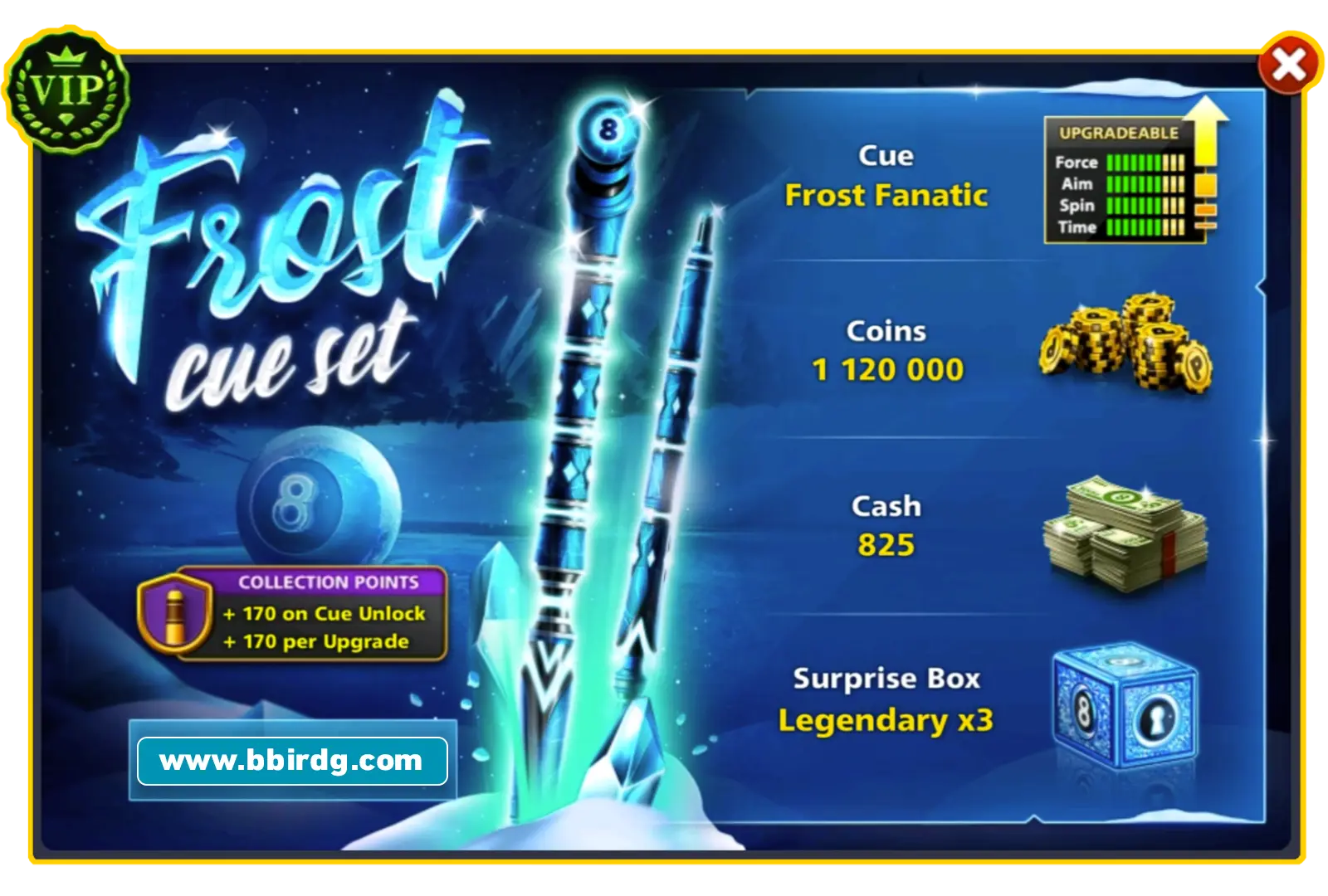 Frost Fanatic Cue - Frost Cue Set | 8 Ball Pool - BlackBird Store