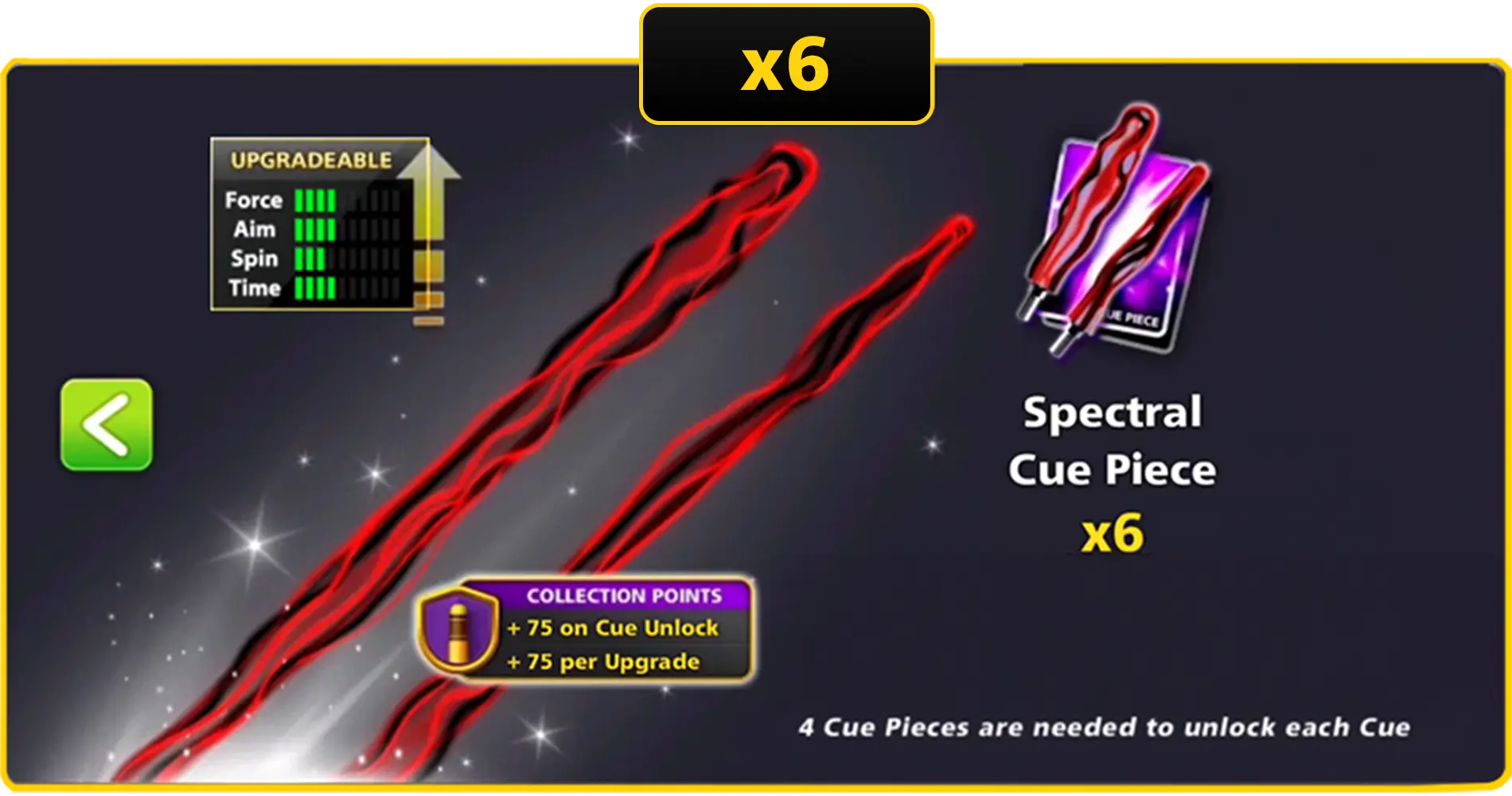 x6 Spectral Cue Pieces | 8 Ball Pool - BlackBird Store