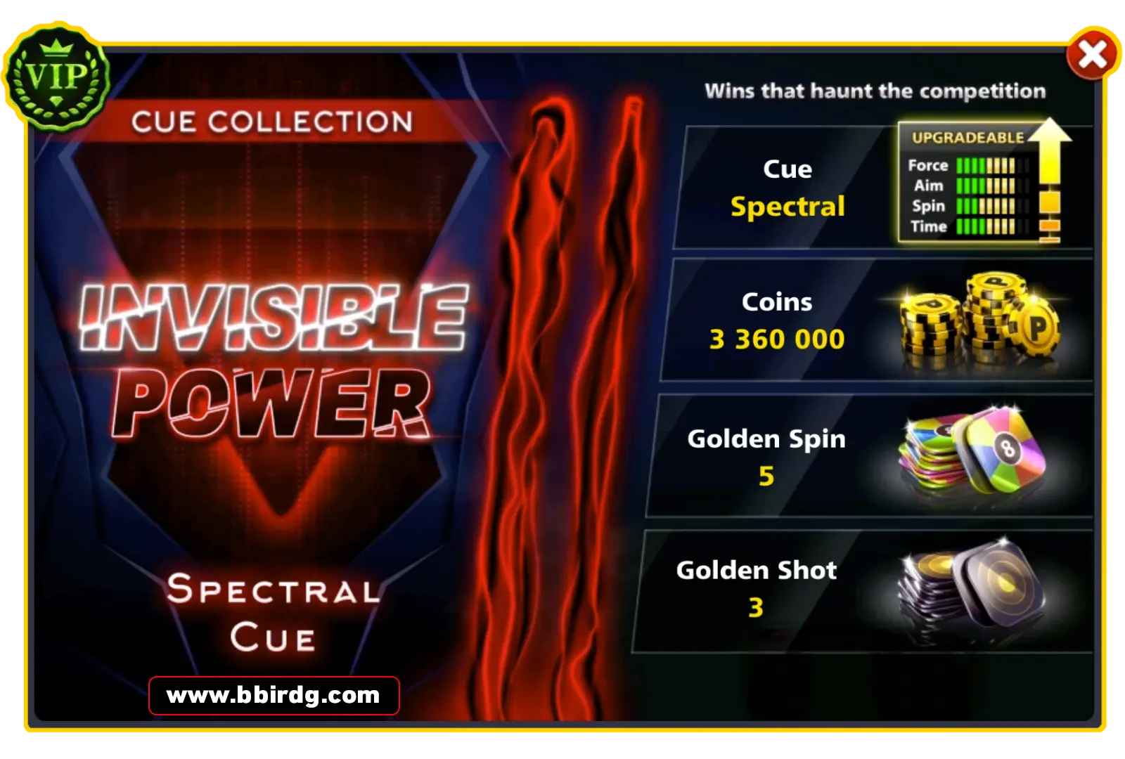 Spectral Cue - Invisible Power | 8 Ball Pool - BlackBird Store