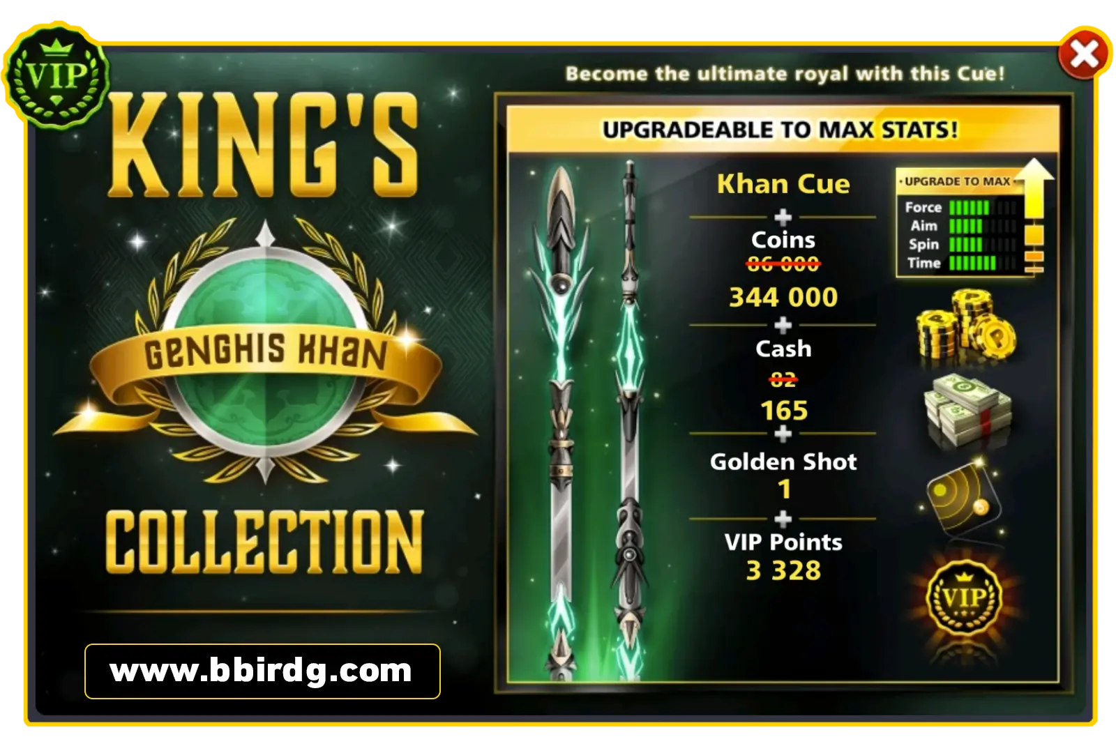 Khan Cue - King's Collection | 8 Ball Pool - BlackBird Store