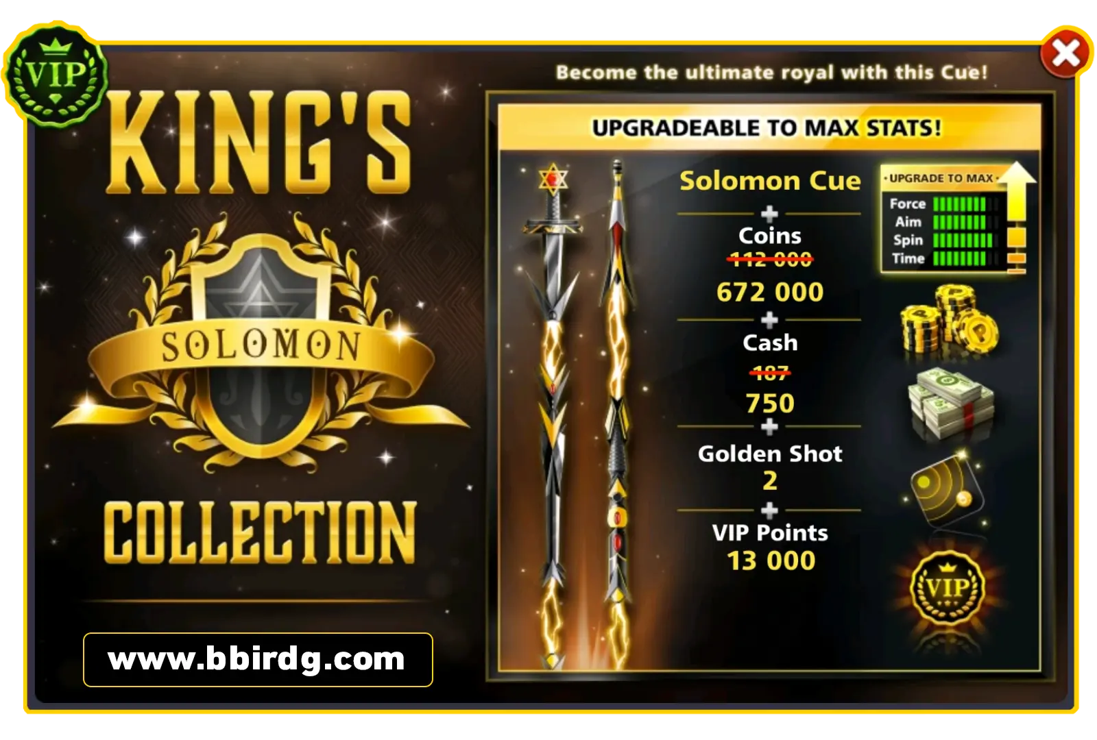 Solomon Cue - King's Collection | 8 Ball Pool - BlackBird Store