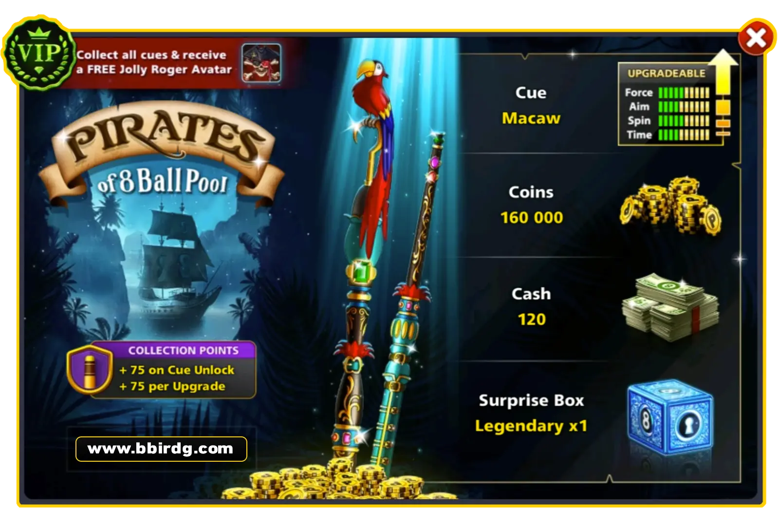 Macaw Cue - Pirates of 8 Ball Pool | 8 Ball Pool - BlackBird Store