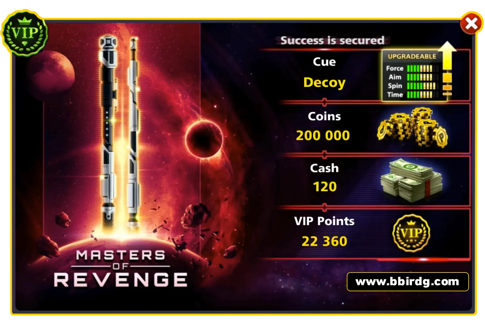 Decoy Cue - Master Of Revenge | 8 Ball Pool - BlackBird Store