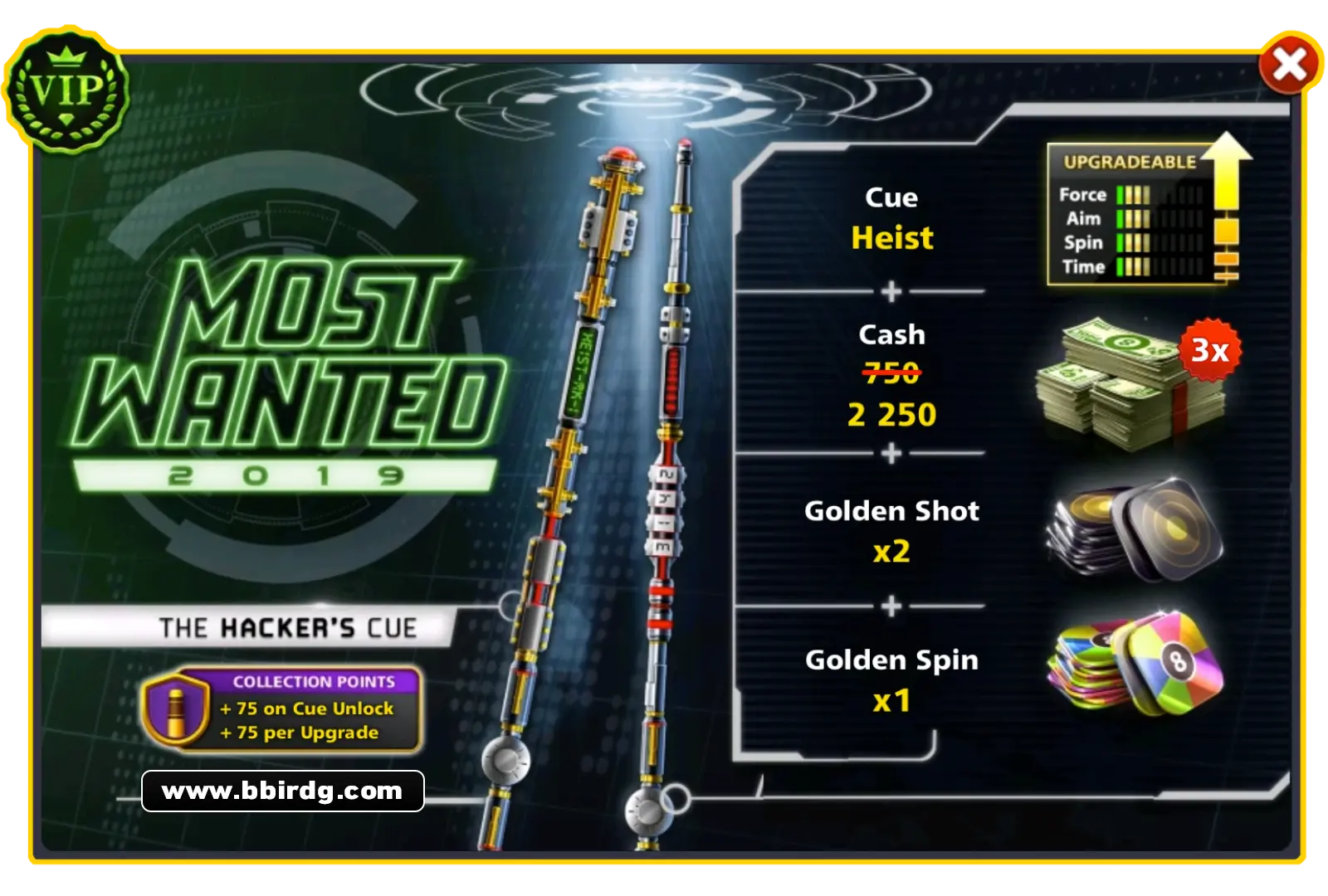 Heist Cue - Most Wanted | 8 Ball Pool - BlackBird Store