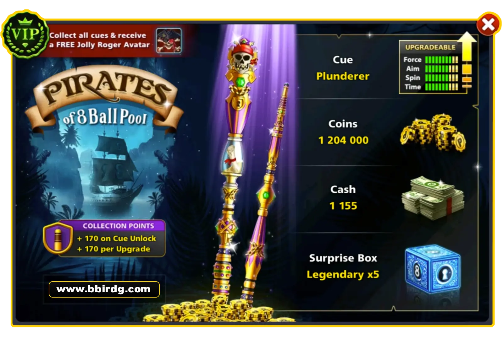 Plunderer Cue - Pirates of 8 Ball Pool | 8 Ball Pool - BlackBird Store