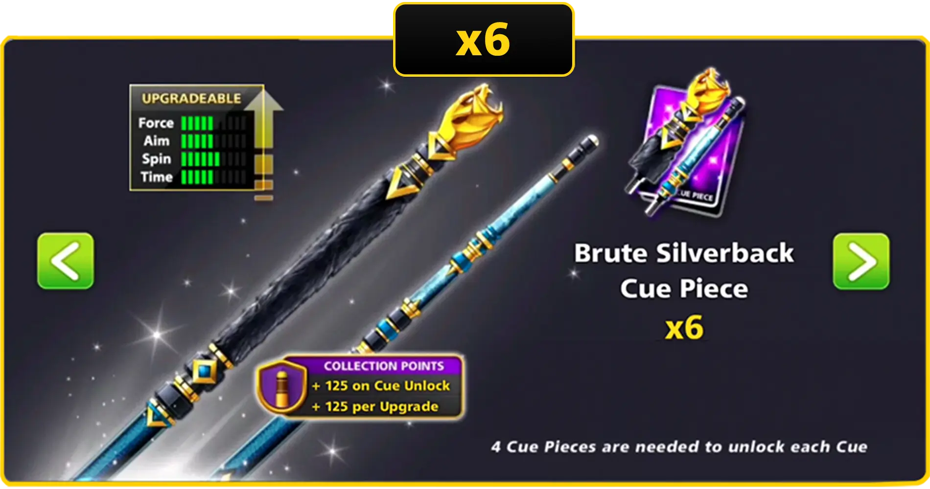 x6 Brute Silverback Cue Pieces | 8 Ball Pool - BlackBird Store