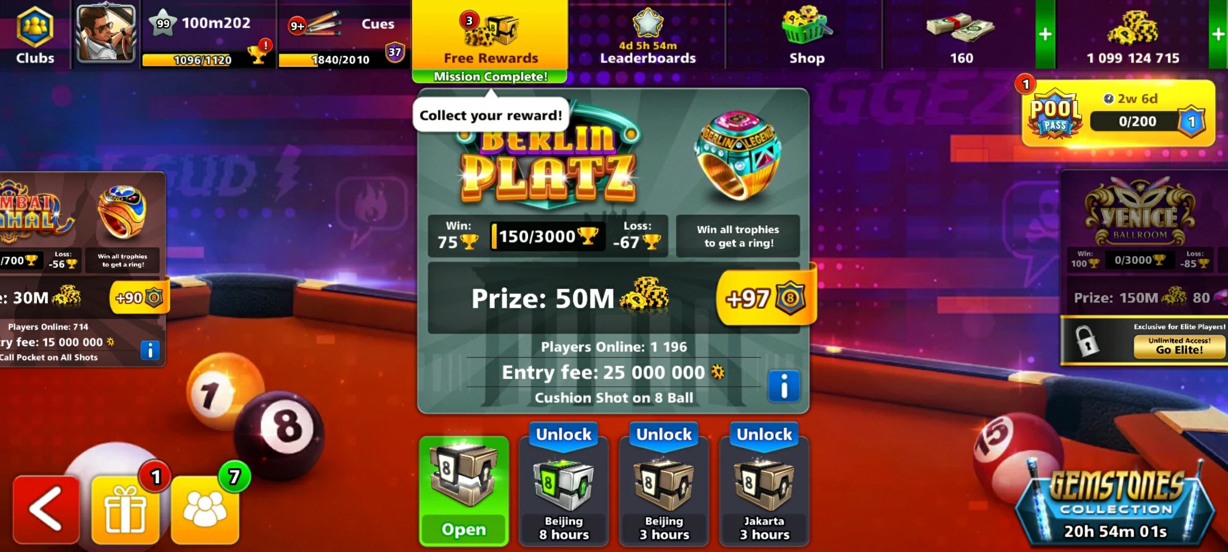 1 Billion Coins & 12 Legendary Cues | 8 Ball Pool Account