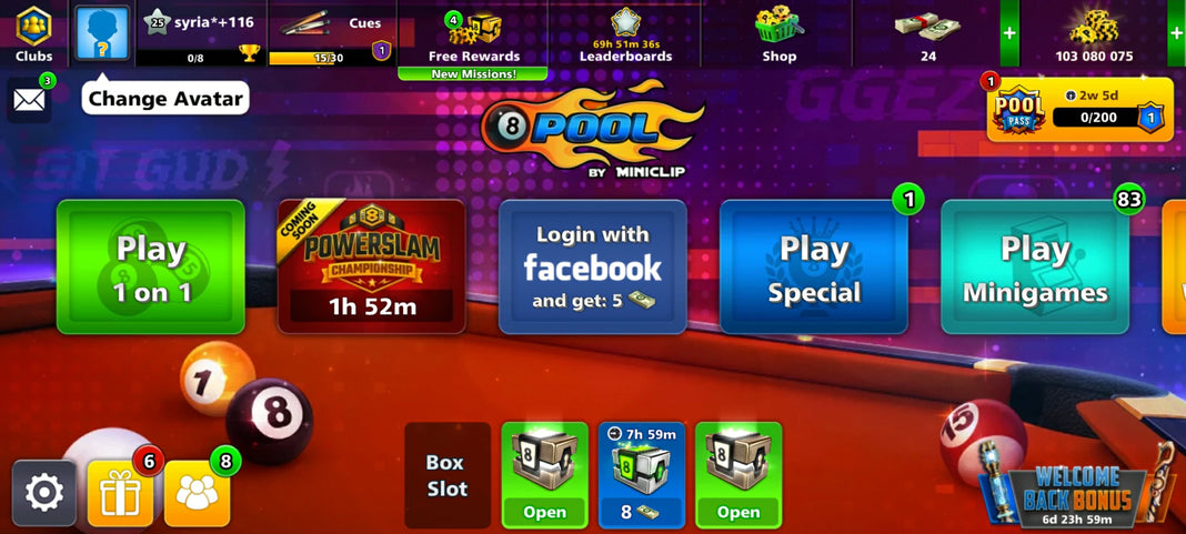 100 Million Coins & 80 Legendary Box | 8 Ball Pool Account