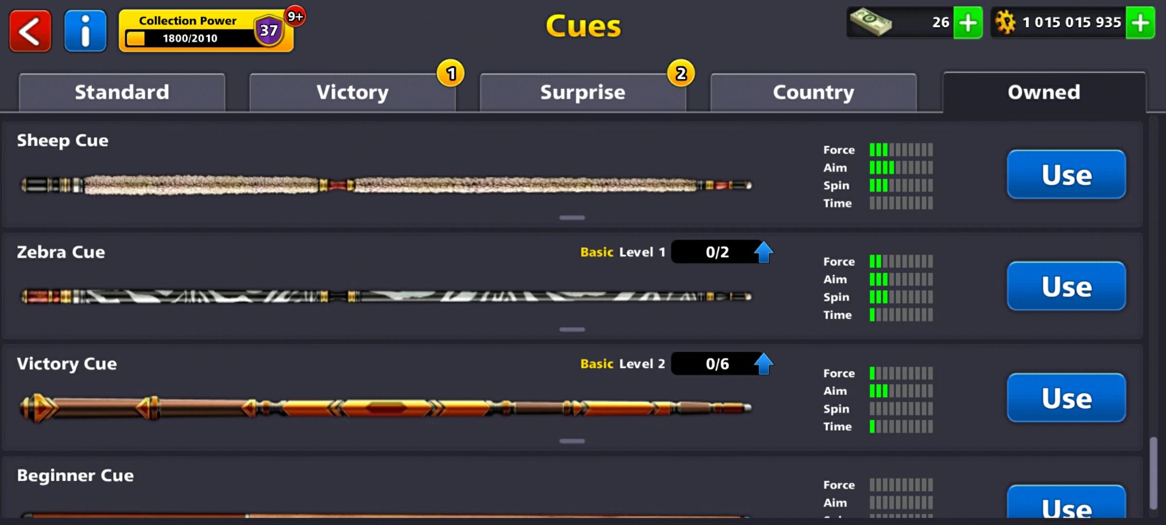 1 Billion Coins & 11 Legendary Cues | 8 Ball Pool Account