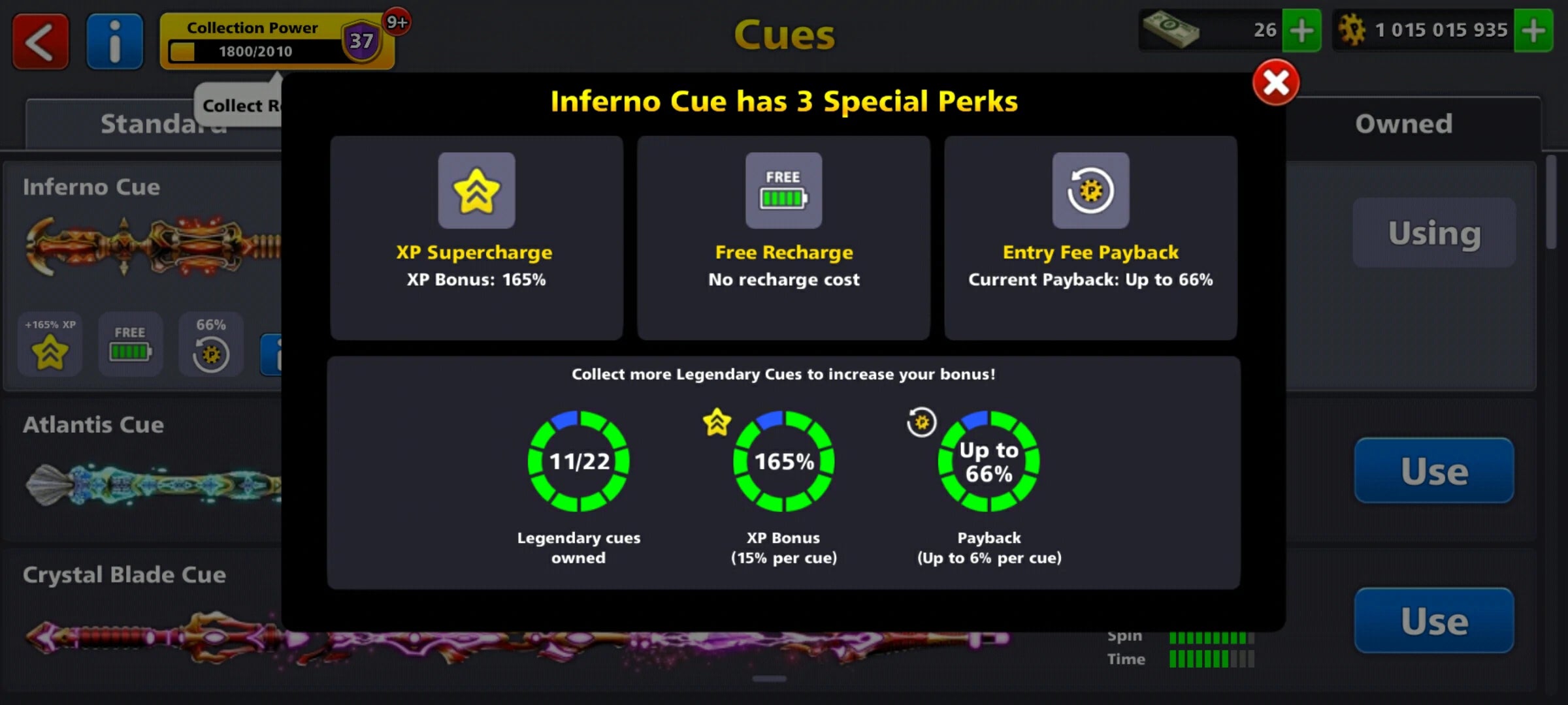 1 Billion Coins & 11 Legendary Cues | 8 Ball Pool Account