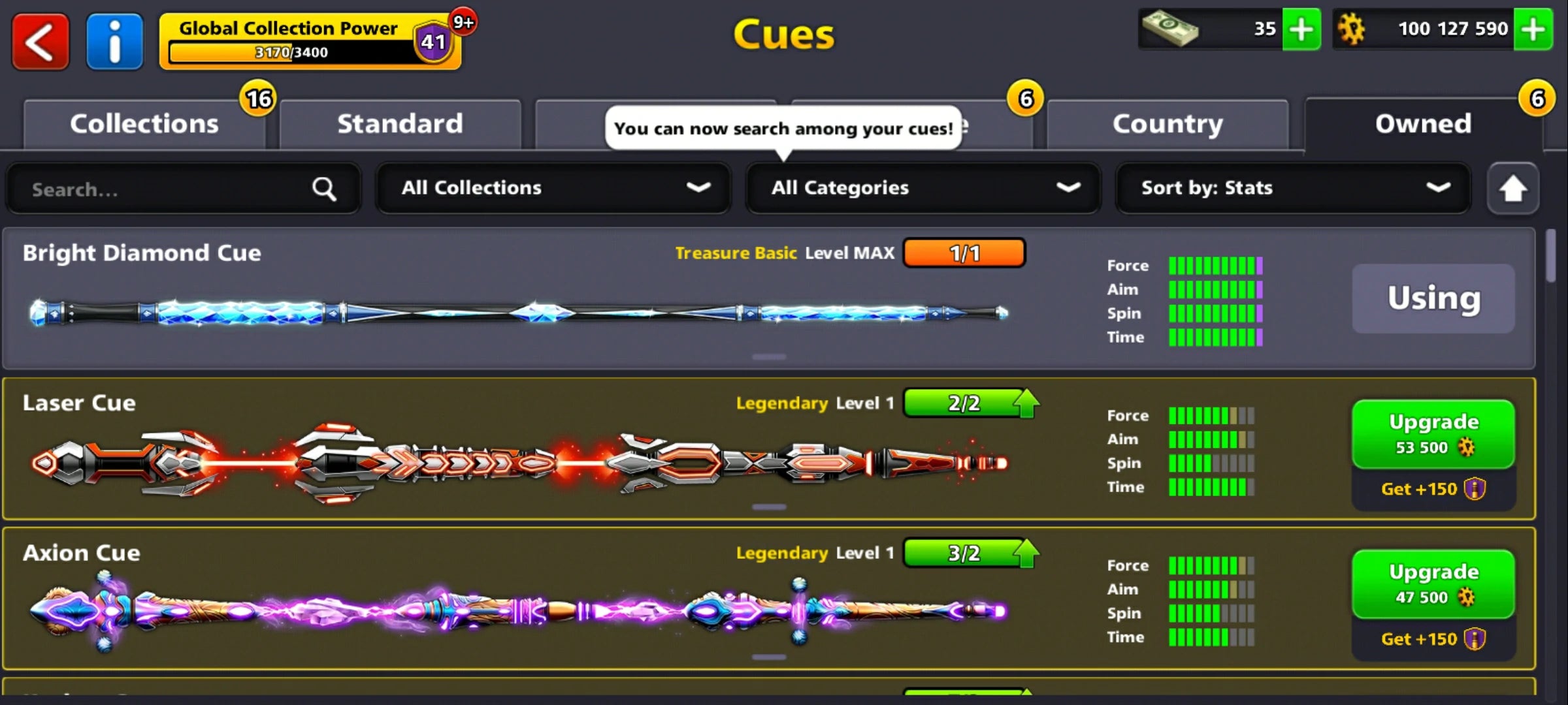 100M Coins | x10 Legendary Cues | 1 Max Cue | 8 Ball Pool Account
