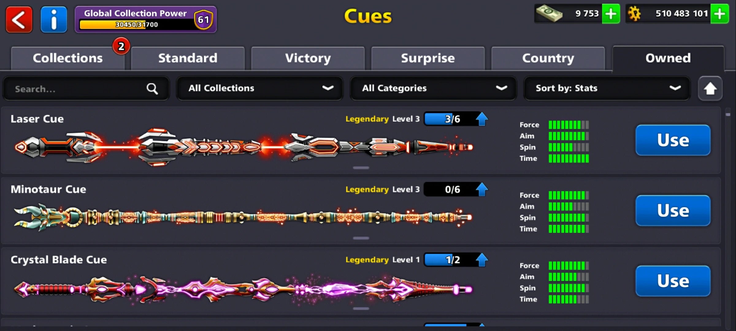 500M Coins | 9500+ Cash | 150+ Various Cues | 8 Ball Pool Account