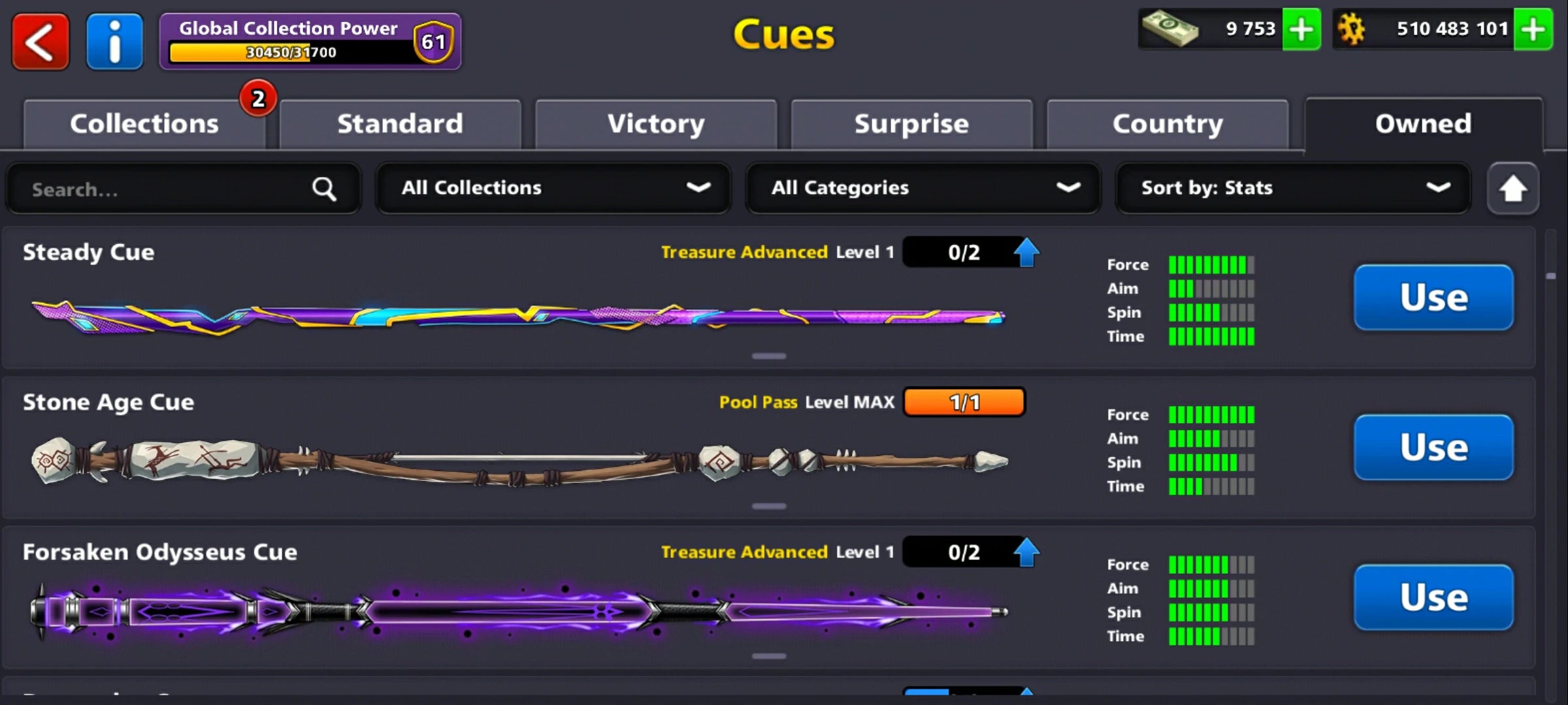 500M Coins | 9500+ Cash | 150+ Various Cues | 8 Ball Pool Account