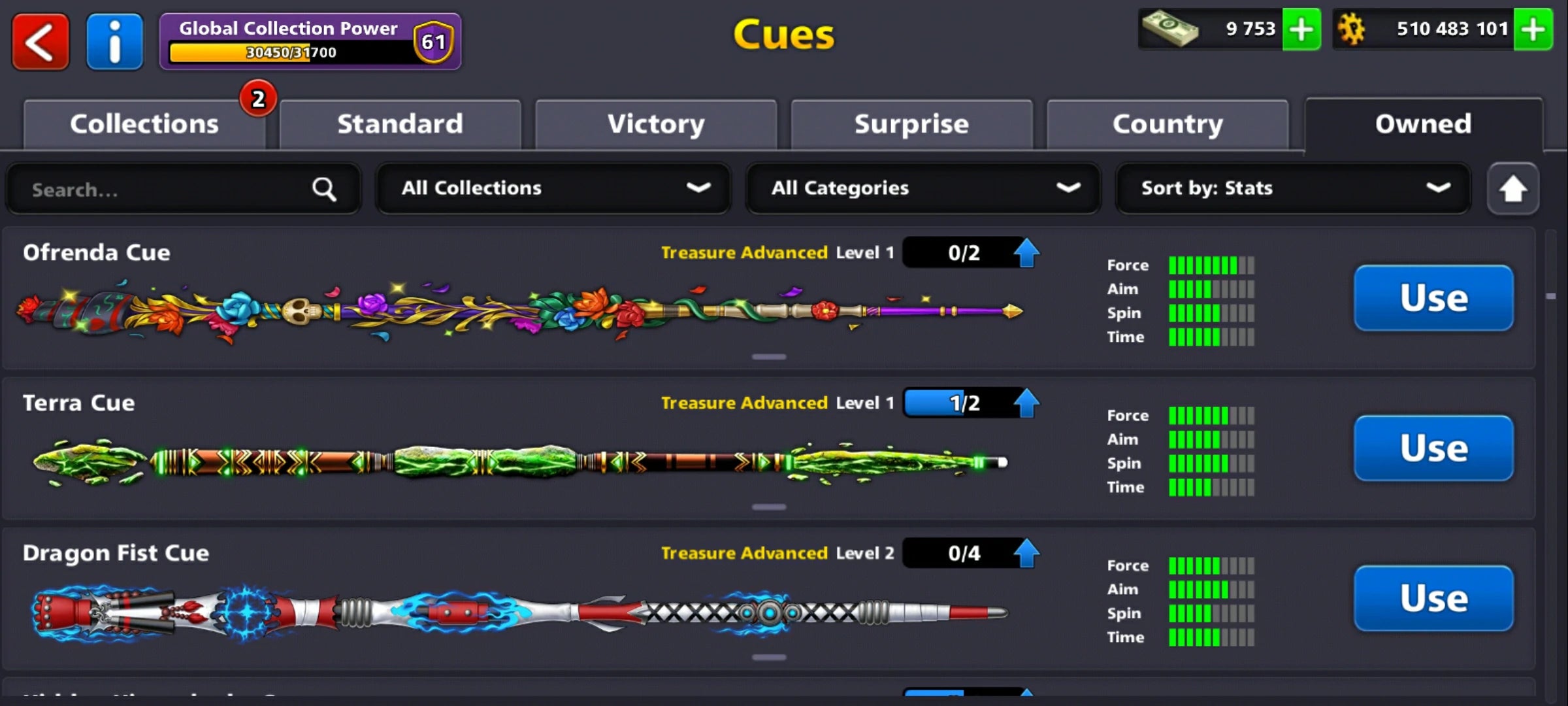 500M Coins | 9500+ Cash | 150+ Various Cues | 8 Ball Pool Account