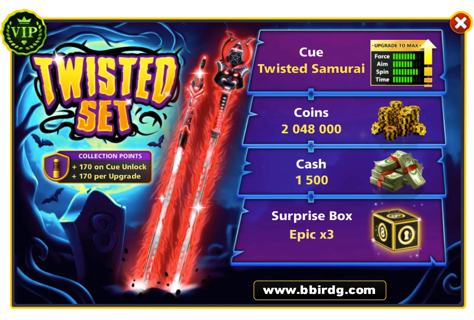 Samurai Cue - Twisted Set | 8 Ball Pool - BlackBird Store