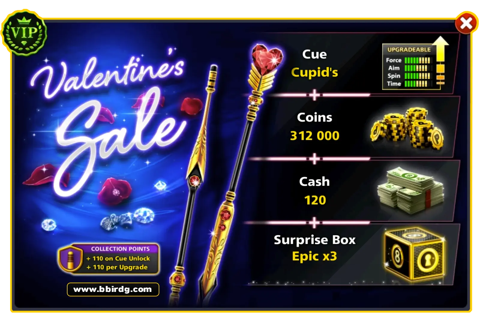 Cupid's Cue - Valentines Sale | 8 Ball Pool - BlackBird Store
