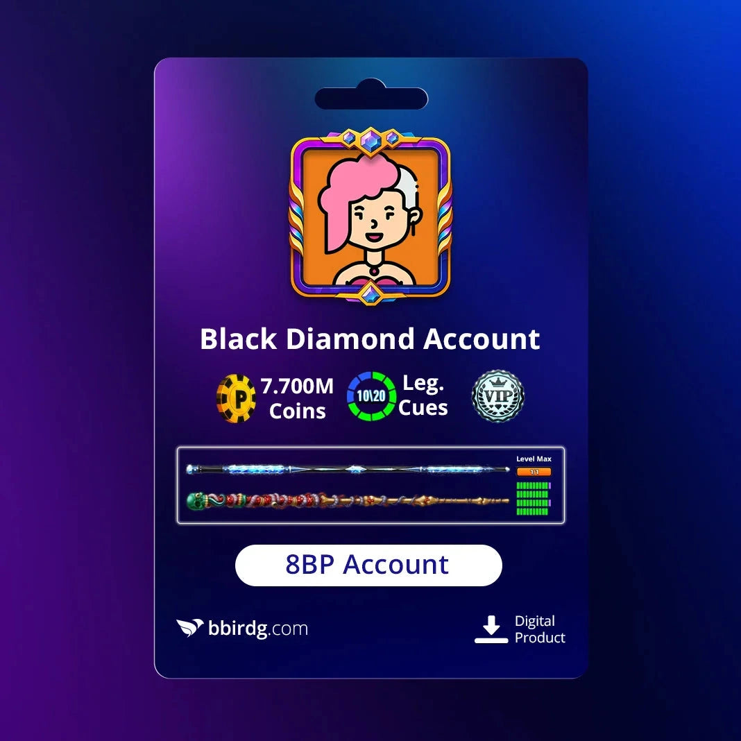 7.7 Billion Coins 2 Cue Maxed & 13 Legendary | Black Diamond 8 Ball Pool Account