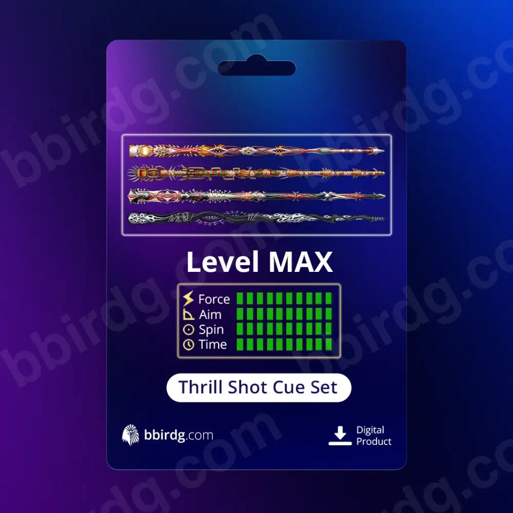 Thrill Shot Cue Set - MAX Level | 8 Ball Pool 8BP Deals