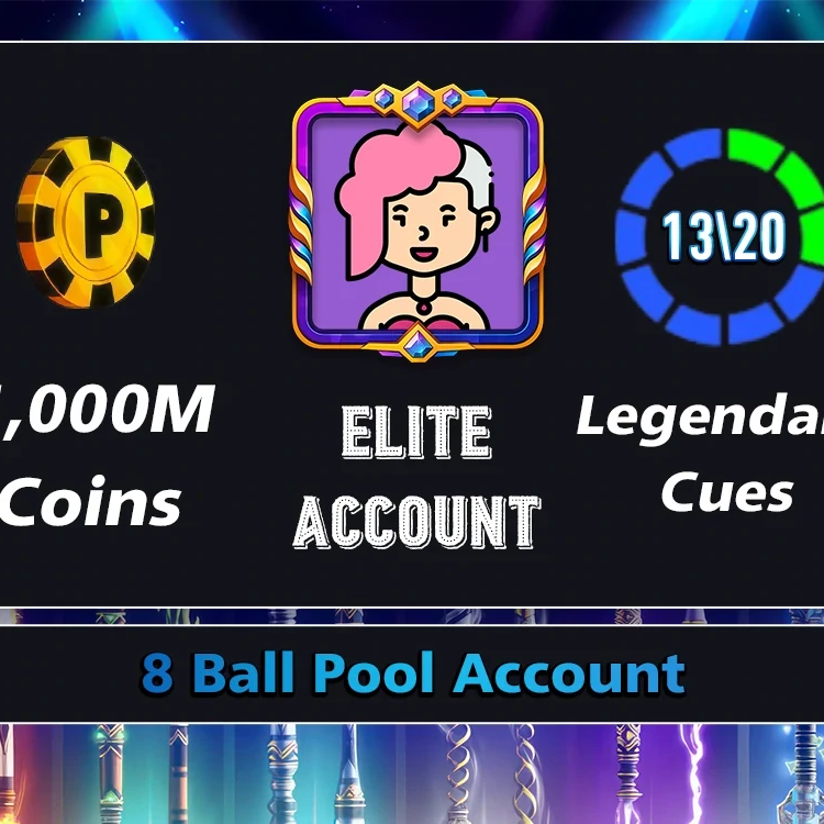 1 Billion Coins, 13 Legendary Cues | Elite Miniclip Account | 8 Ball Pool - BlackBird Store