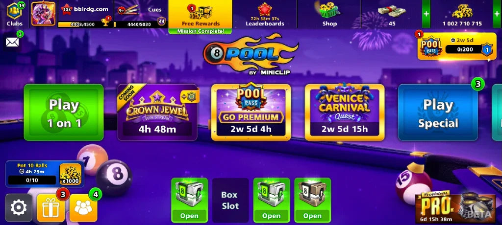 1 Billion Coins, 13 Legendary Cues | Elite Miniclip Account | 8 Ball Pool - BlackBird Store