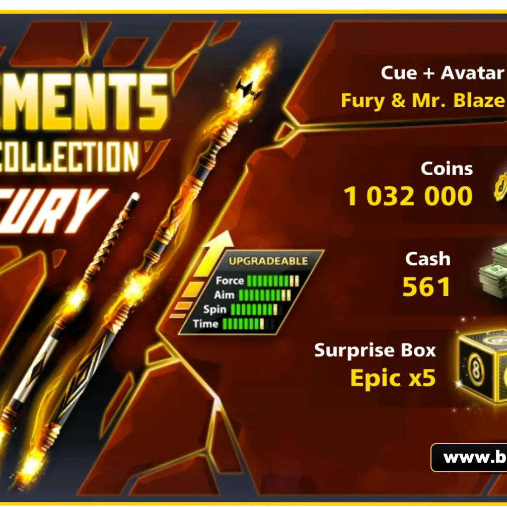 Fury Cue - Elements Collection | 8 Ball Pool - BlackBird Store
