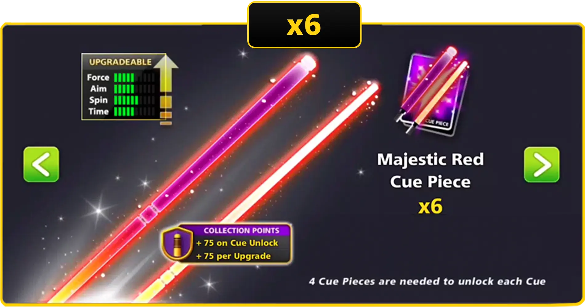x6 Majestic Red Cue Pieces | 8 Ball Pool - BlackBird Store