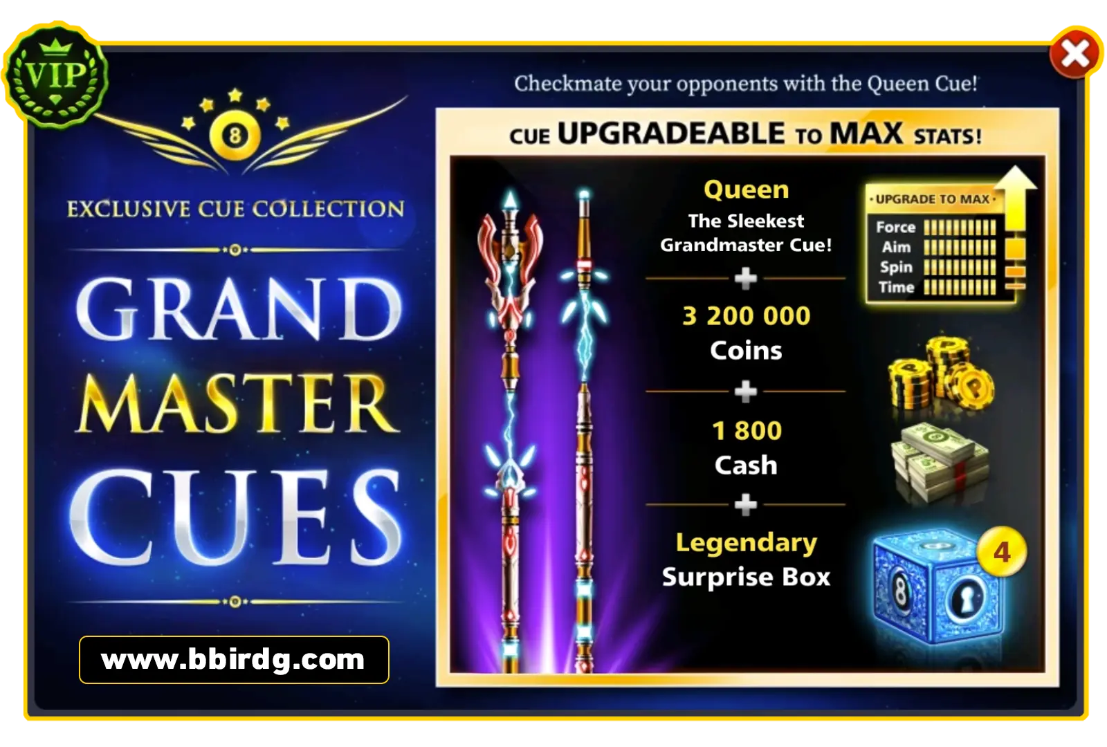 Queen Cue - Grand Master Cues | 8 Ball Pool - BlackBird Store