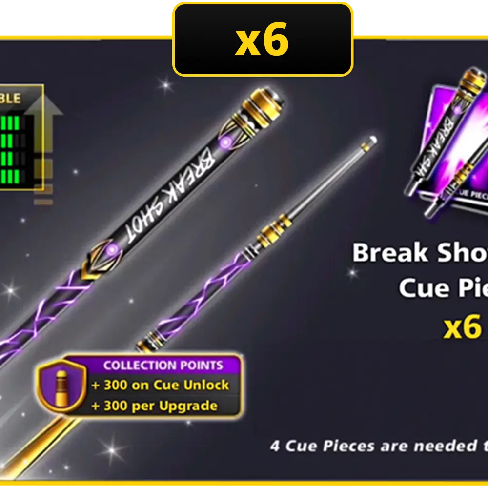 x6 Break Shot Guru Cue Pieces | 8 Ball Pool - BlackBird Store