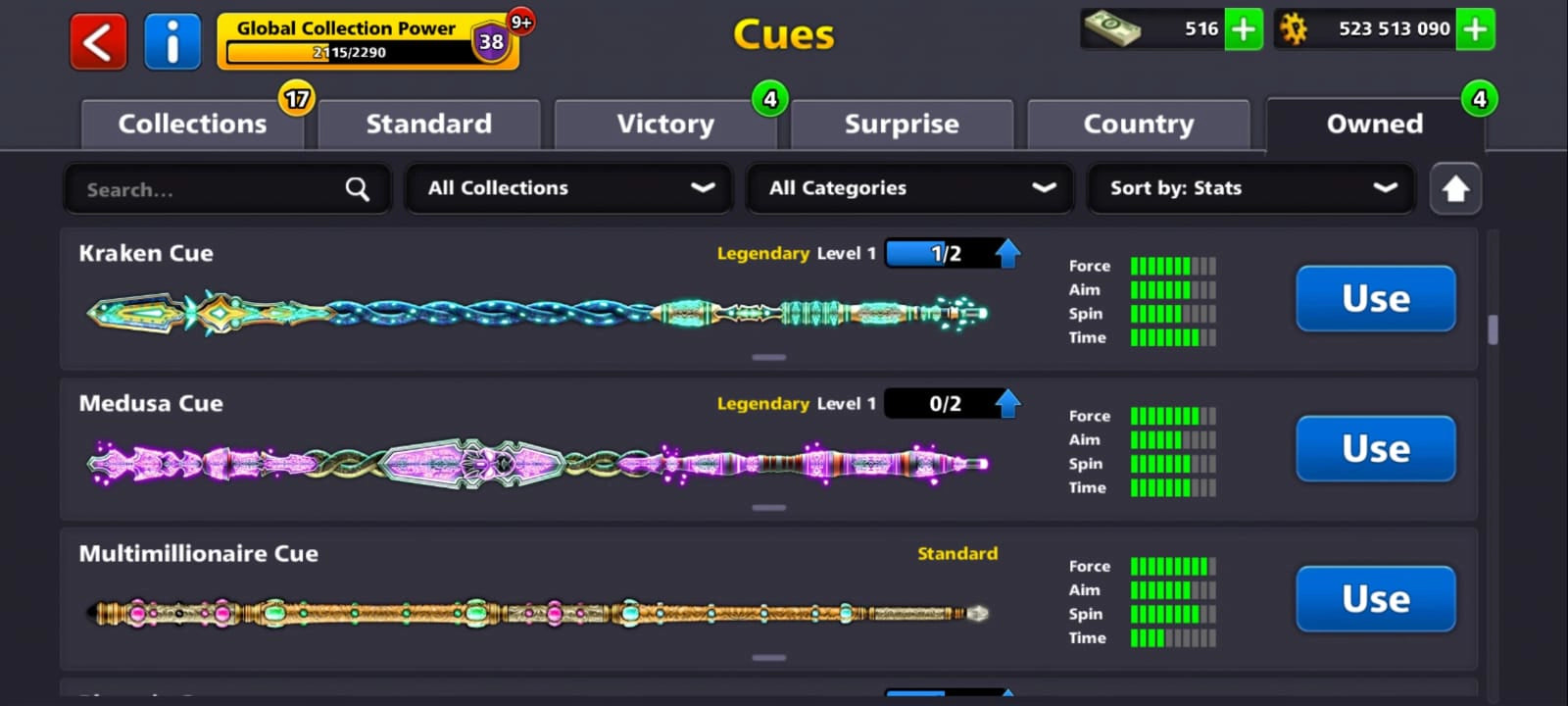 500 millones de monedas | 9 tacos legendarios | Cuenta de 8 Ball Pool