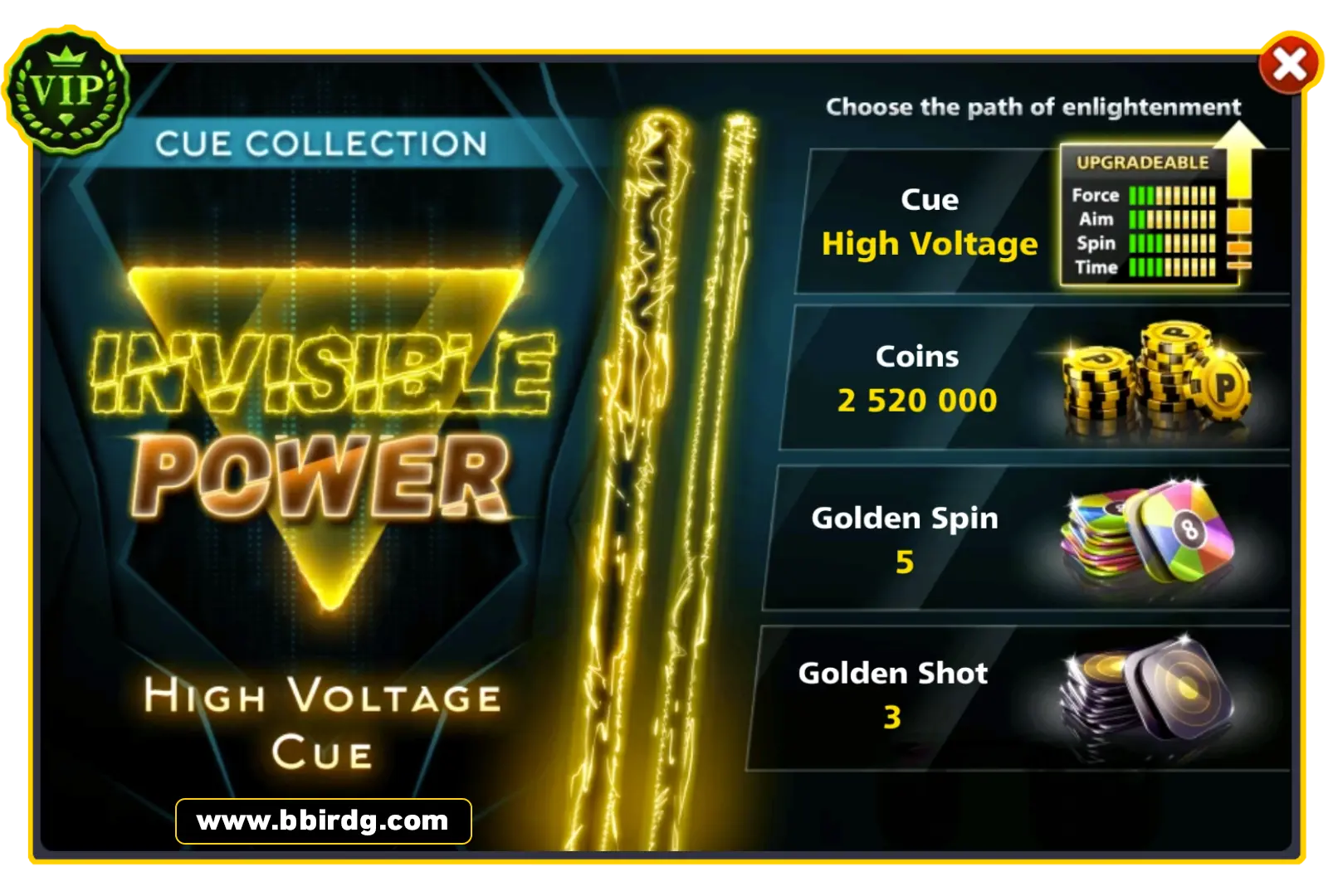 High Voltage Cue - Invisible Power | 8 Ball Pool - BlackBird Store