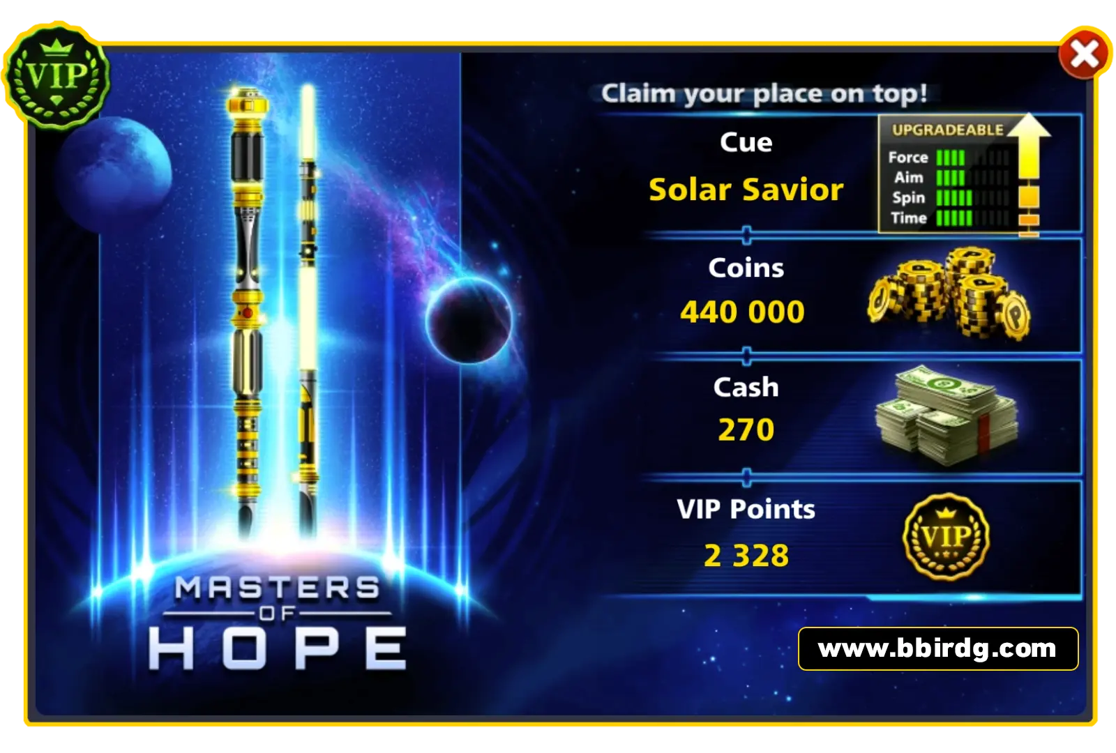 Solar Savior Cue - Master Of Hope | 8 Ball Pool - BlackBird Store