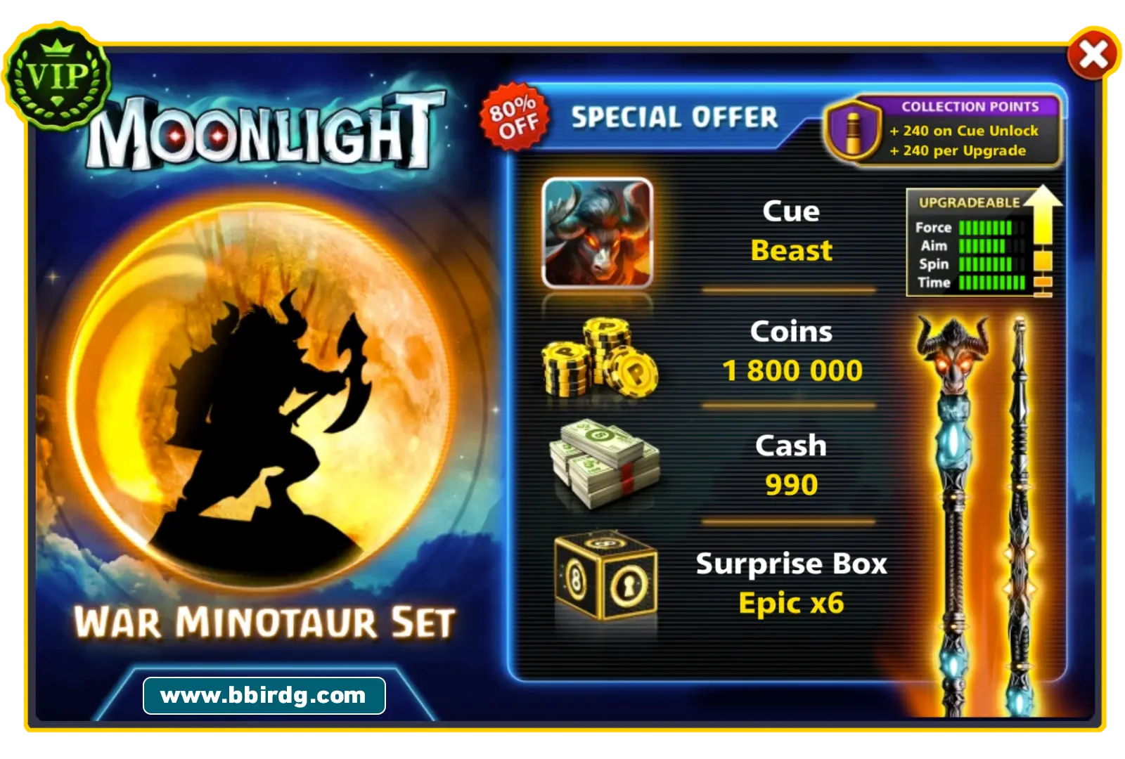 Moonlight Set Beast Cue - Moonlight Set | 8 Ball Pool - BlackBird – BlackBird Store