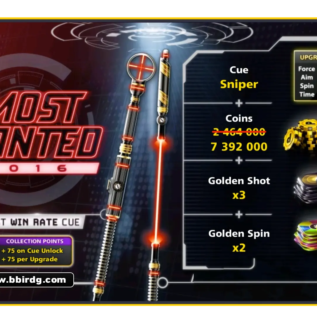 Sniper Cue - Most Wanted | 8 Ball Pool - BlackBird Store