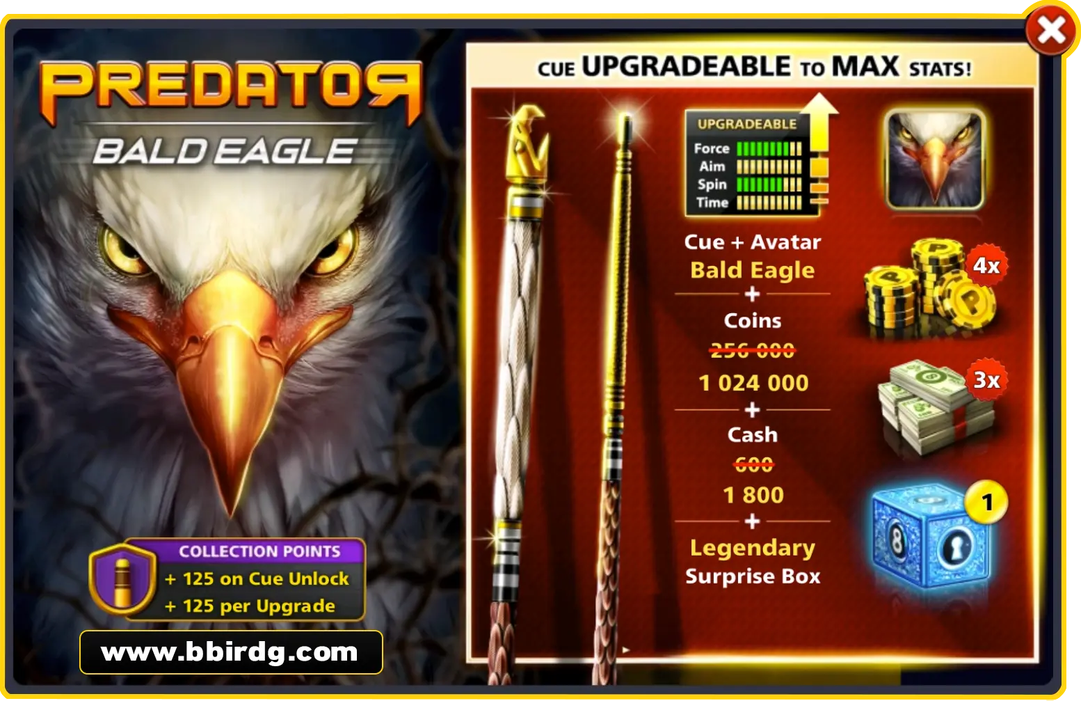Bald Eagle Cue - Predator Collection | 8 Ball Pool - BlackBird Store