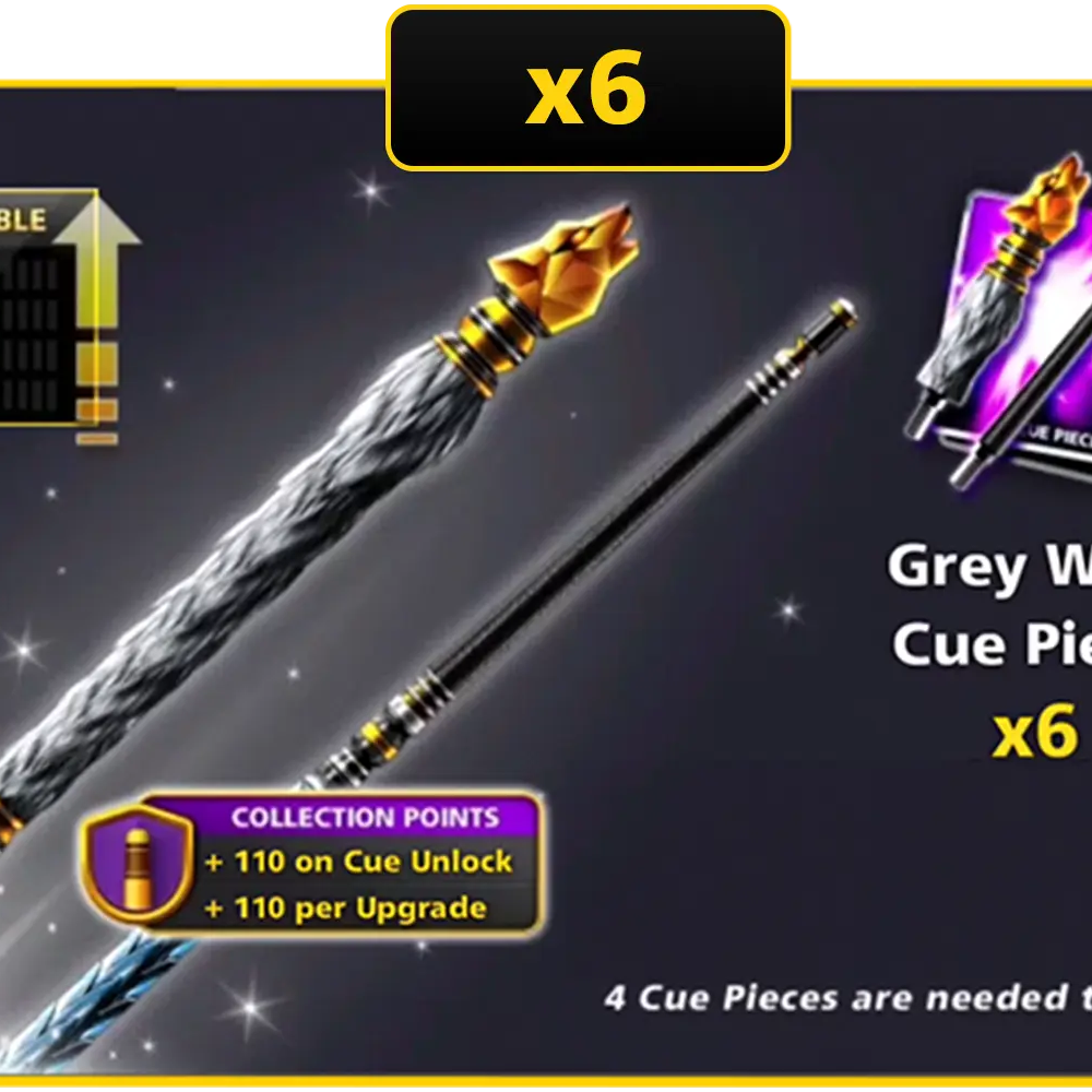 x6 Grey Wolf Cue Pieces | 8 Ball Pool - BlackBird Store