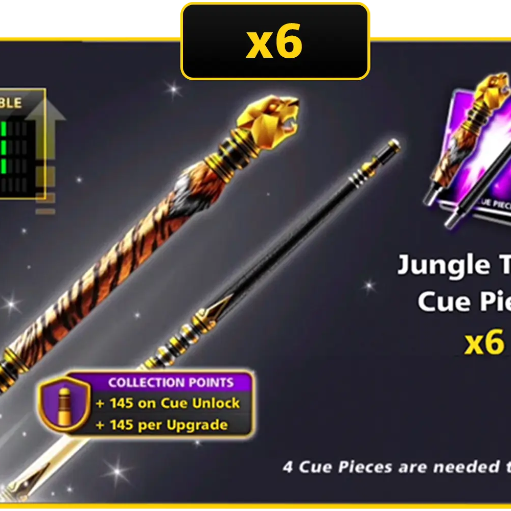 x6 Jungle Tiger Cue Pieces | 8 Ball Pool - BlackBird Store