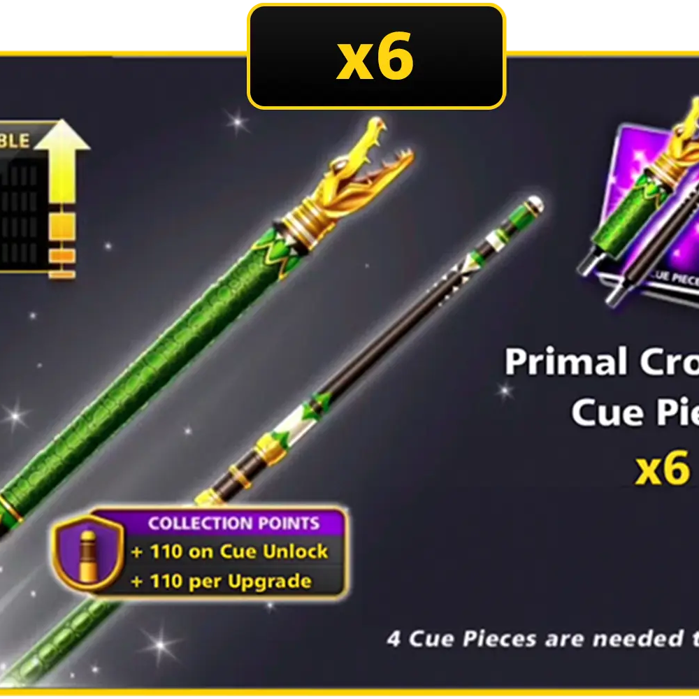 x6 Primal Crocodile Cue Pieces | 8 Ball Pool - BlackBird Store