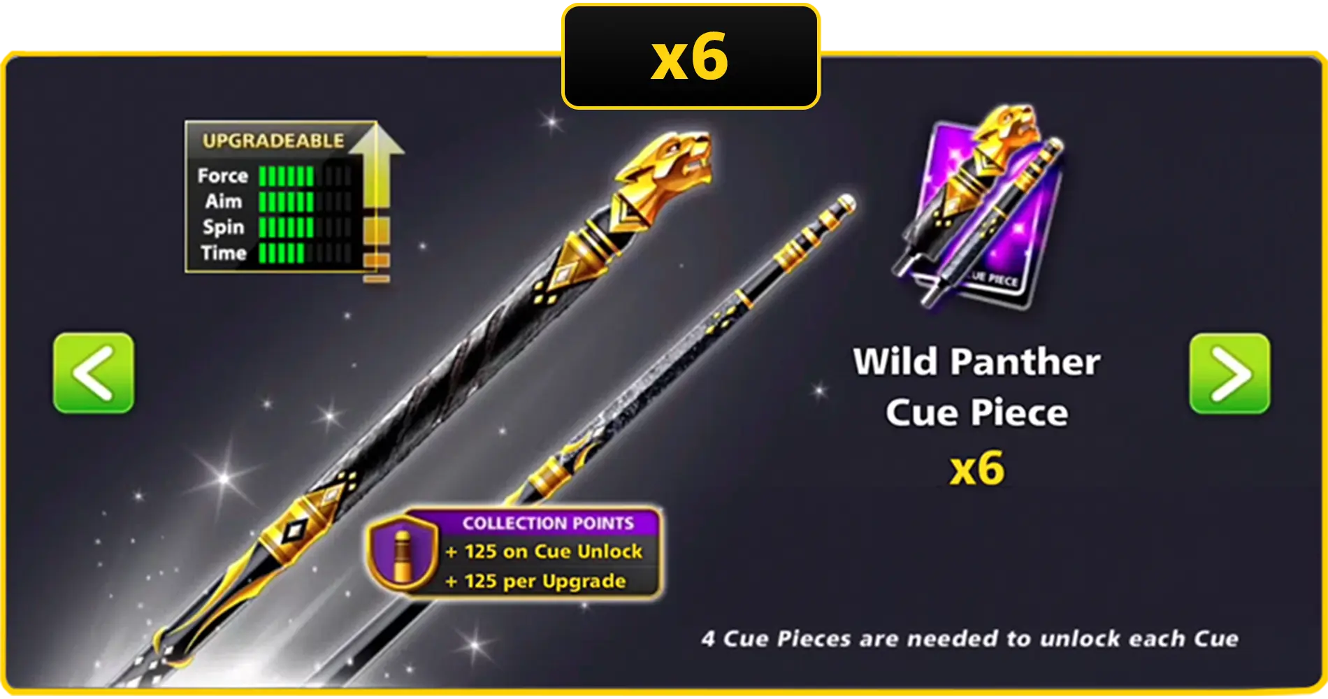x6 Wild Panther Cue Pieces | 8 Ball Pool - BlackBird Store