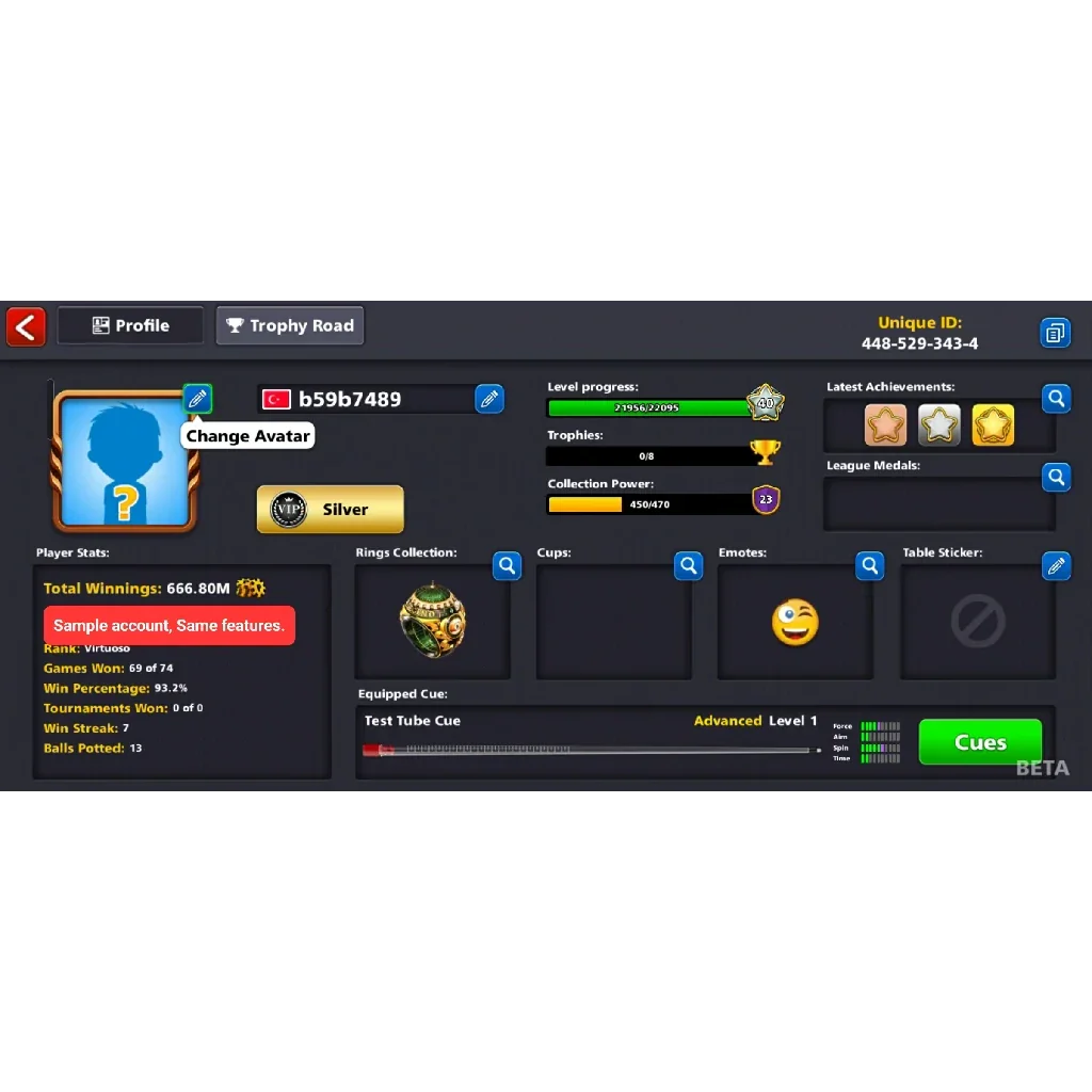 100 Million Coins 5000 Cash | Starter Miniclip Account | 8 Ball Pool