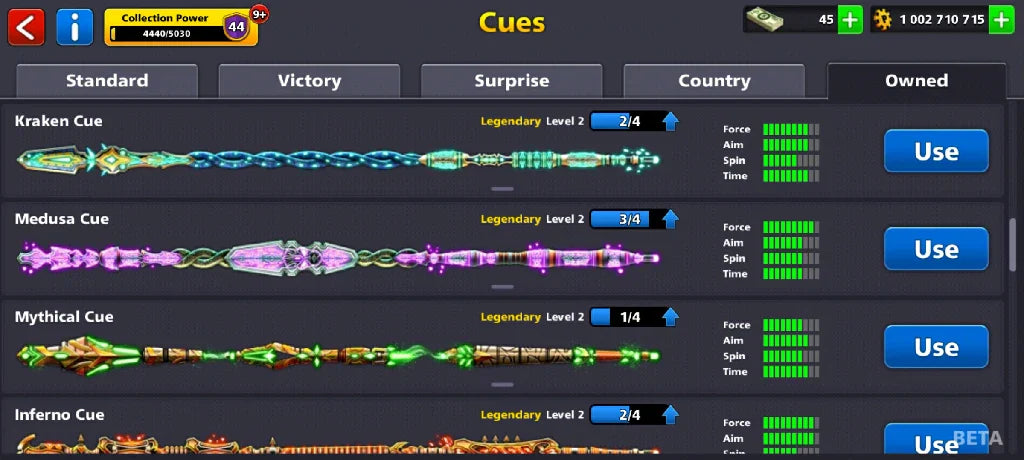 1 Billion Coins, 13 Legendary Cues | Elite Miniclip Account | 8 Ball Pool - BlackBird Store