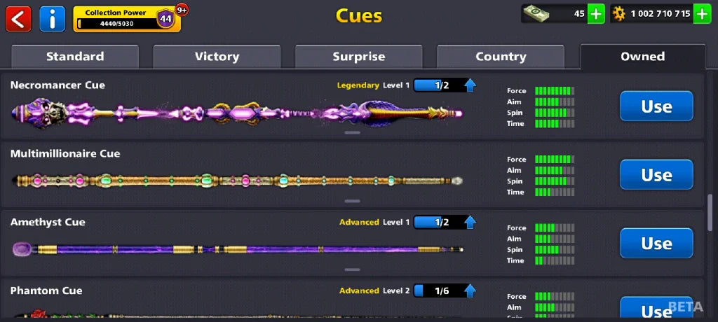 1 Billion Coins, 13 Legendary Cues | Elite Miniclip Account | 8 Ball Pool - BlackBird Store