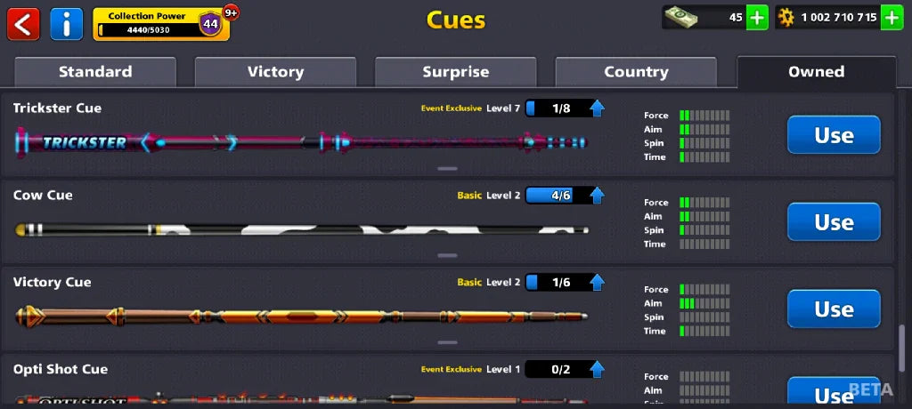 1 Billion Coins, 13 Legendary Cues | Elite Miniclip Account | 8 Ball Pool - BlackBird Store