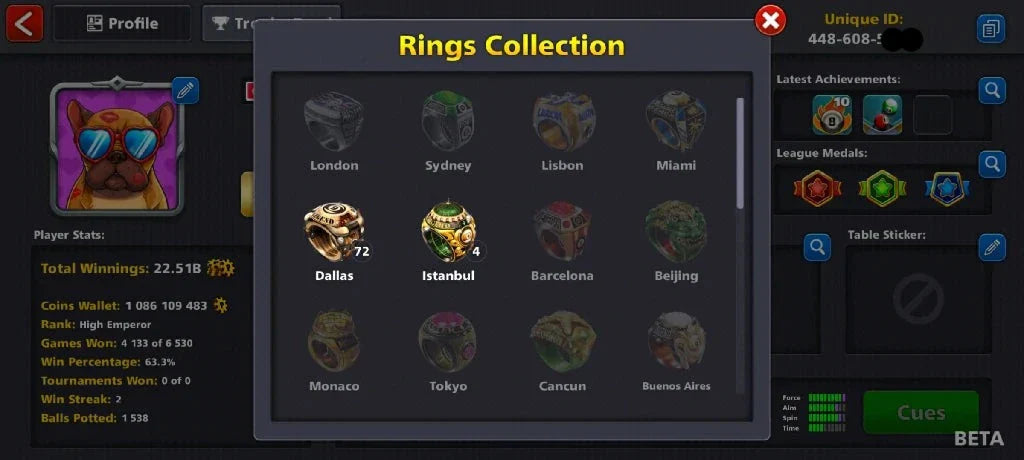 1 Billion Coins & 6900 Cash | 8 Ball Pool Account